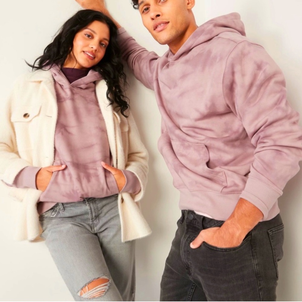 Old Navy Gender Neutral Women / Men Mauve Tie Dye Long Sleeve Pullover Hoodie